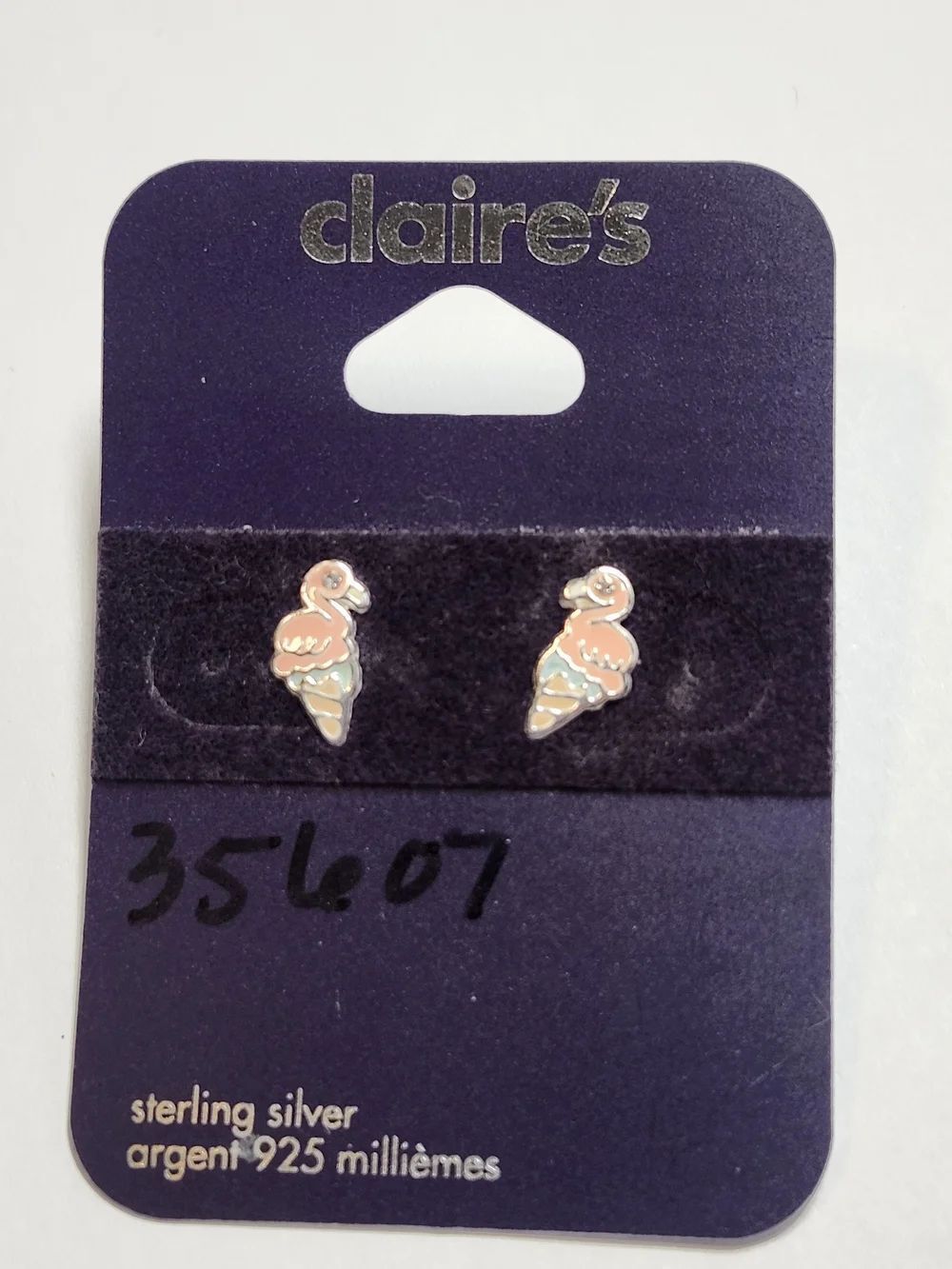 Claire's Pink Flamingo Ice Cream Cone Sterling Silver Stud Earrings